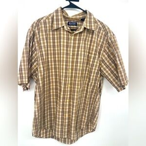 Men’s Puritan Large plaid button‎ down short sleeve shirt